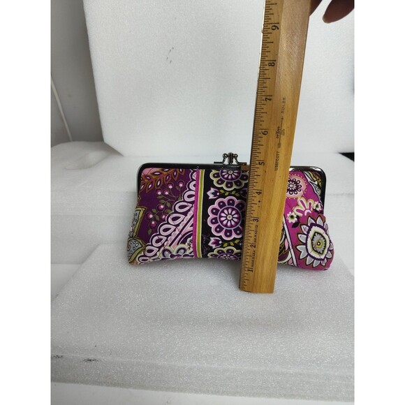 Vera Bradley Double KISSLOCK WALLET Very Berry Paisley Clutch Bag PINK EUC 8"x5" - Picture 5 of 10